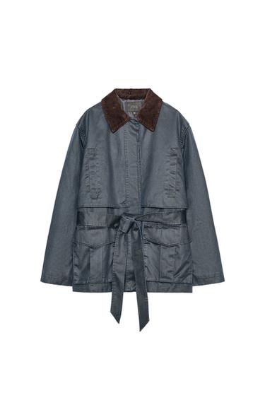 WAXED JACKET WITH CORDUROY COLLAR
