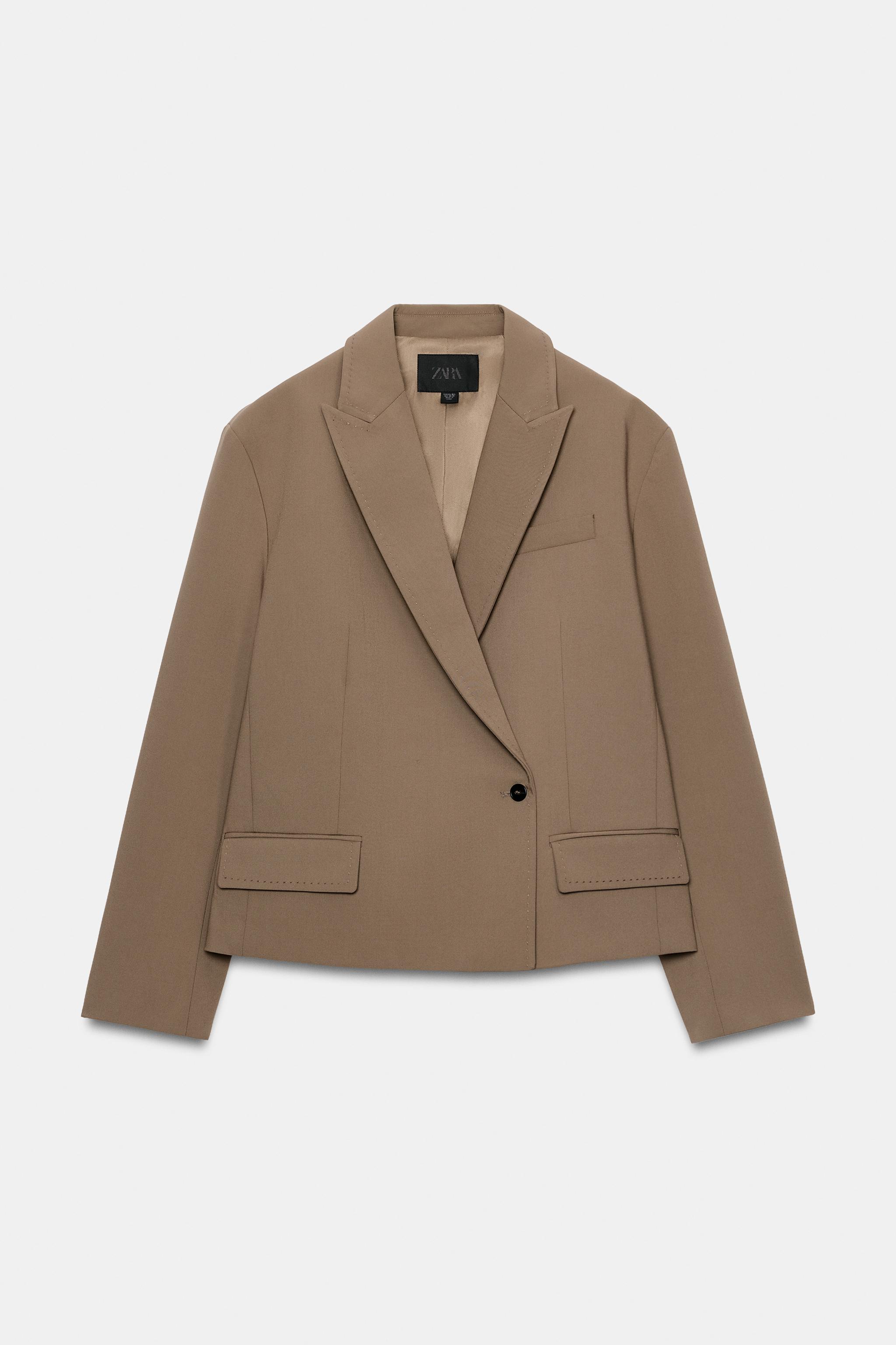 Zara DİKİŞ DETAYLI KISA OVERSIZE BLAZER görsel 7