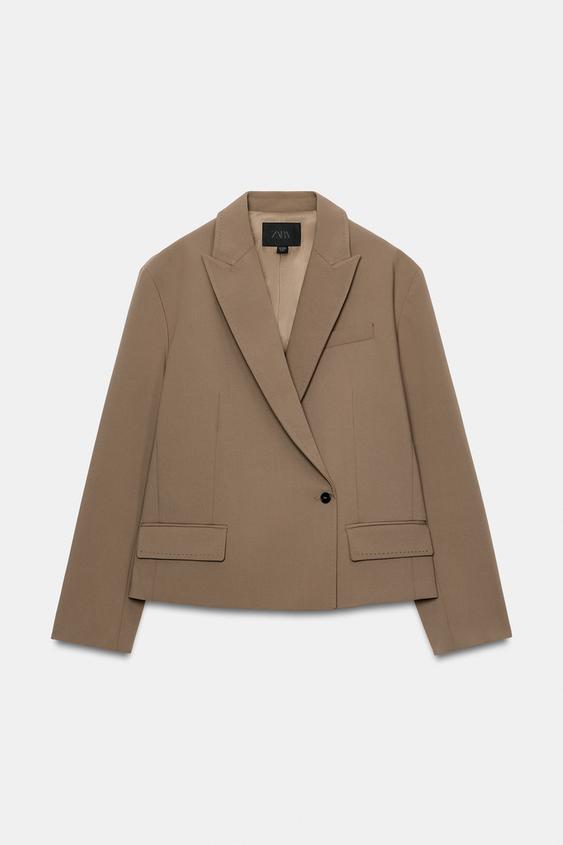 VESTE COURTE OVERSIZE SURPIQÛRES - brun de Zara - Image 6