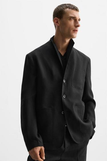 RELAXED FIT 100% LINEN LIMITED EDITION SUIT BLAZER - Black by Zara - Image 4