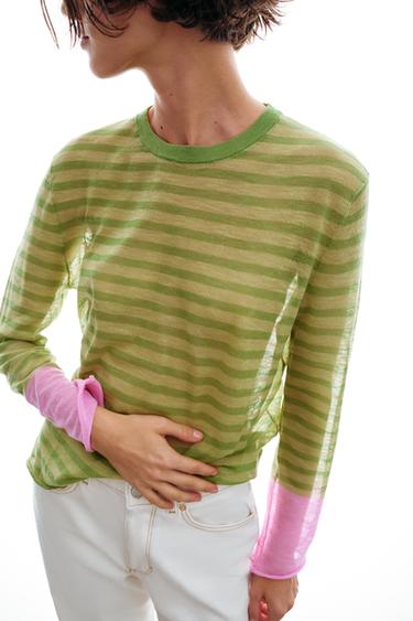 STRIPED KNIT JUMPER - Green stripe by Zara - Image 2