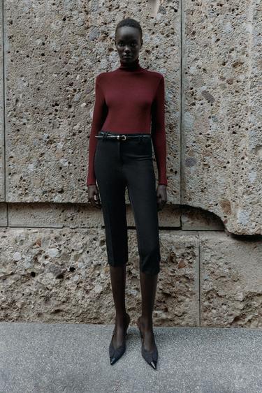 BASIS SWEATER MED HØJ HALS - granatrød fra Zara