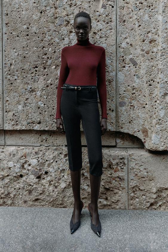 BASIC HIGH NECK KNIT JUMPER - Maroon by Zara - Image 0