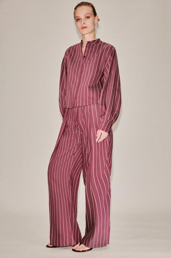 CAMISA RAYAS ZW COLLECTION - Burdeos de Zara - Imagen 0
