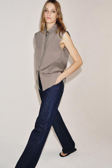 ZW COLLECTION BOW SHIRT - Grey by Zara