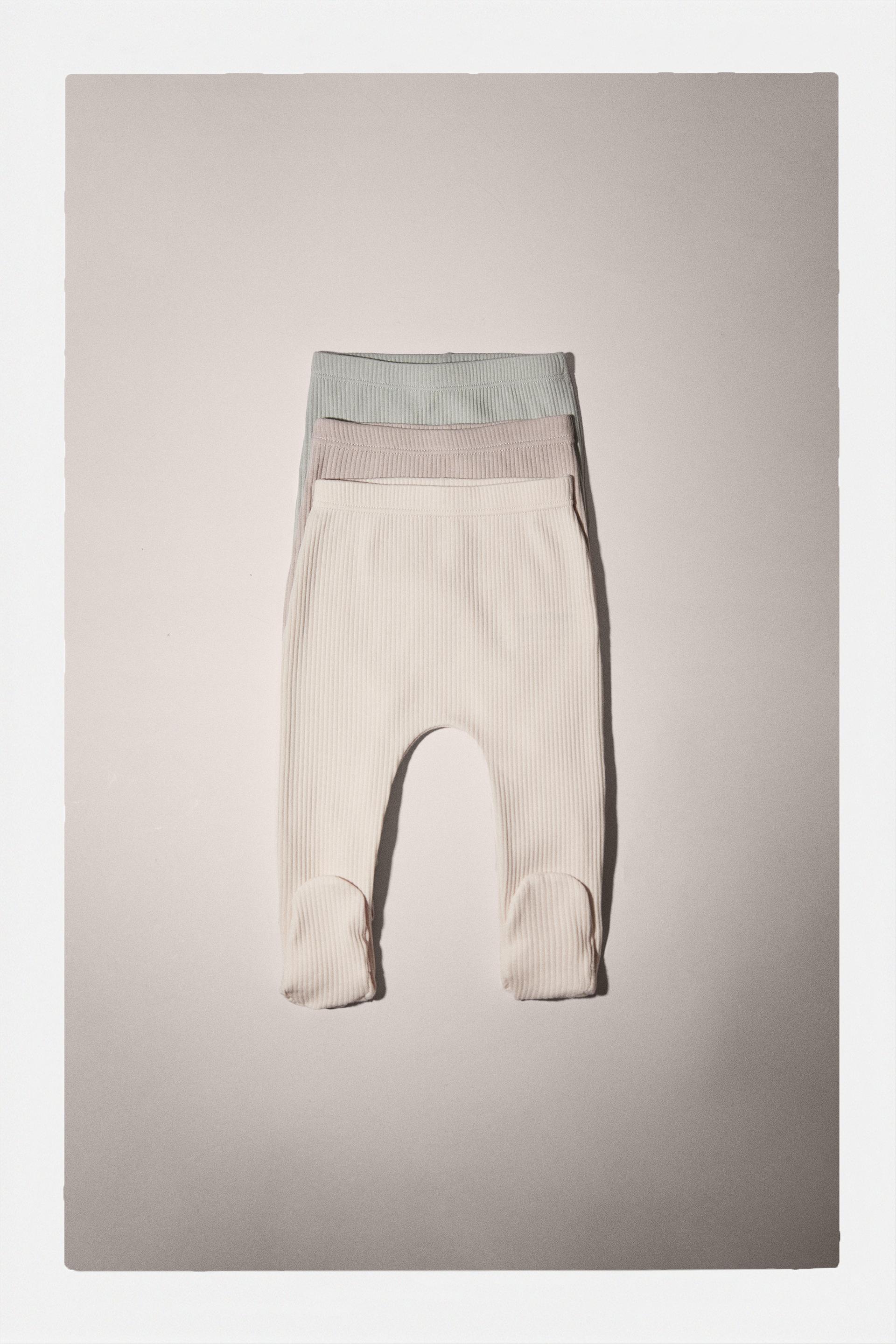 Zara girls toddler 3-4 heather cream tan ribbed leggings nwt full