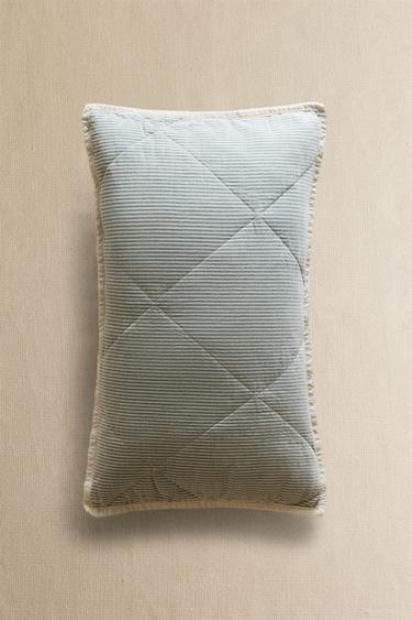 CHILDREN'S STRIPED QUILTED COTTON CUSHION COVER - Блакитний Zara