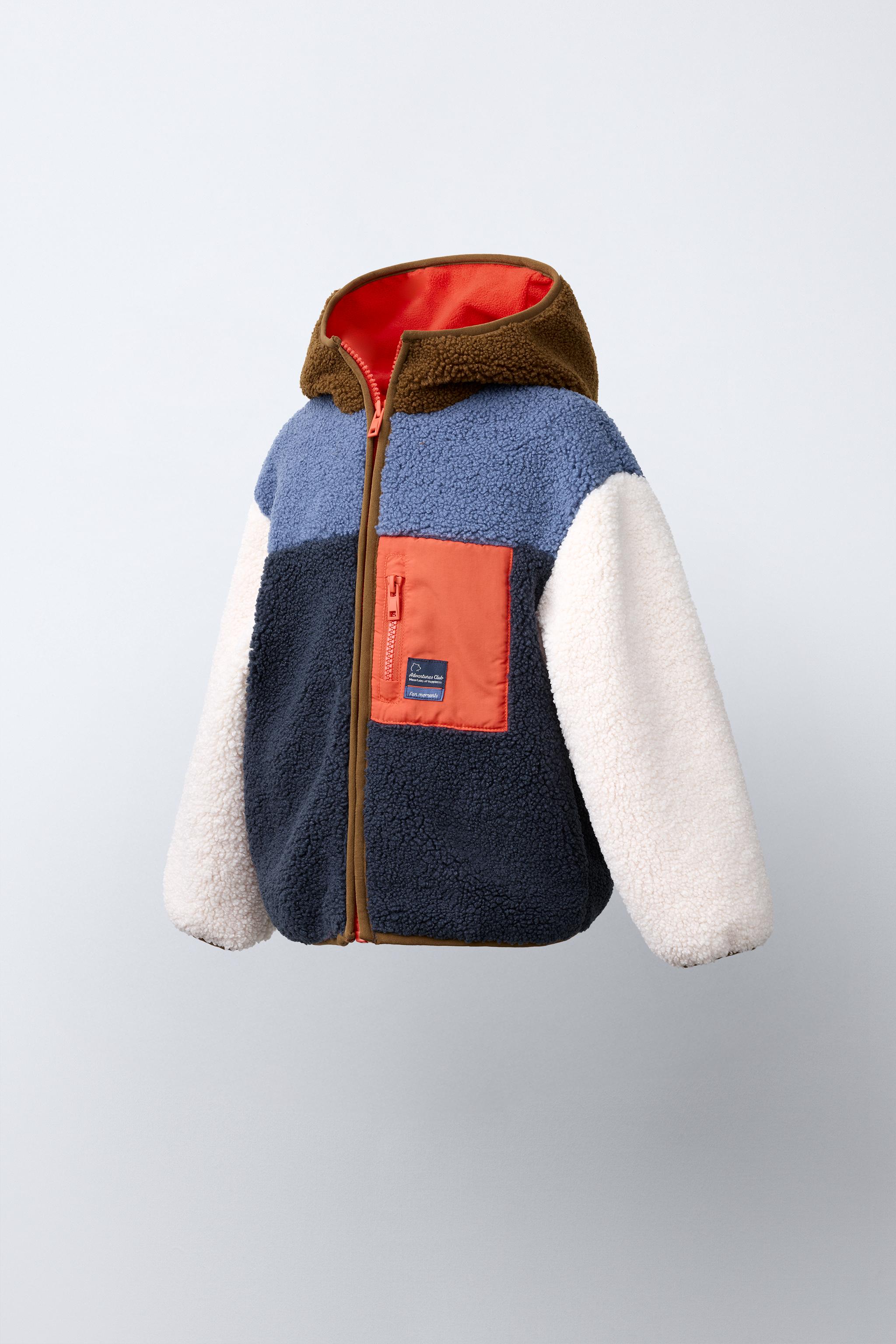 BLOUSON EFFET MOUTON COULEUR BLOCK