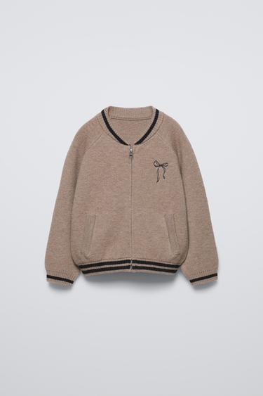 KNIT BOMBER JACKET - Brown / Taupe by Zara - Image 0