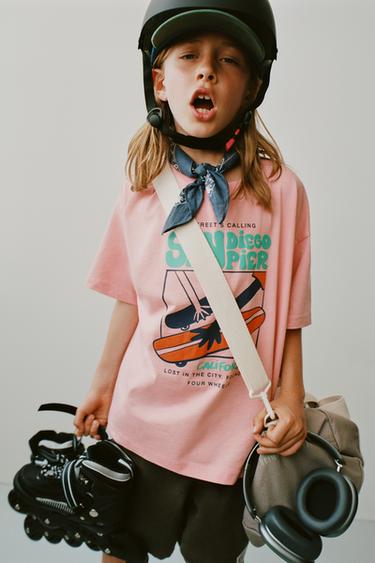 Zara RAISED PRINT T-SHIRT - Pink - Image 0