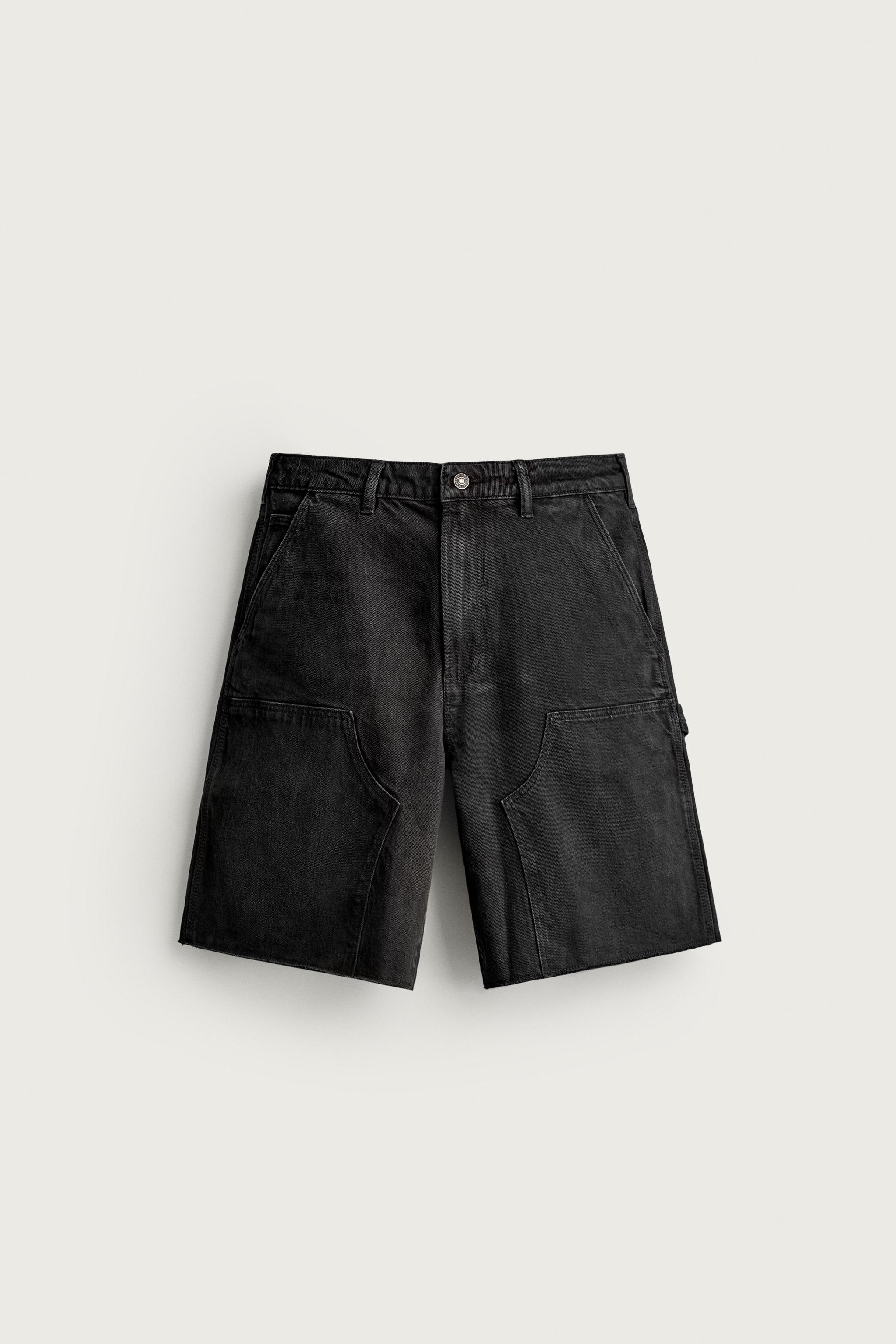 RELAXED FIT CARPENTER SHORTS — Black