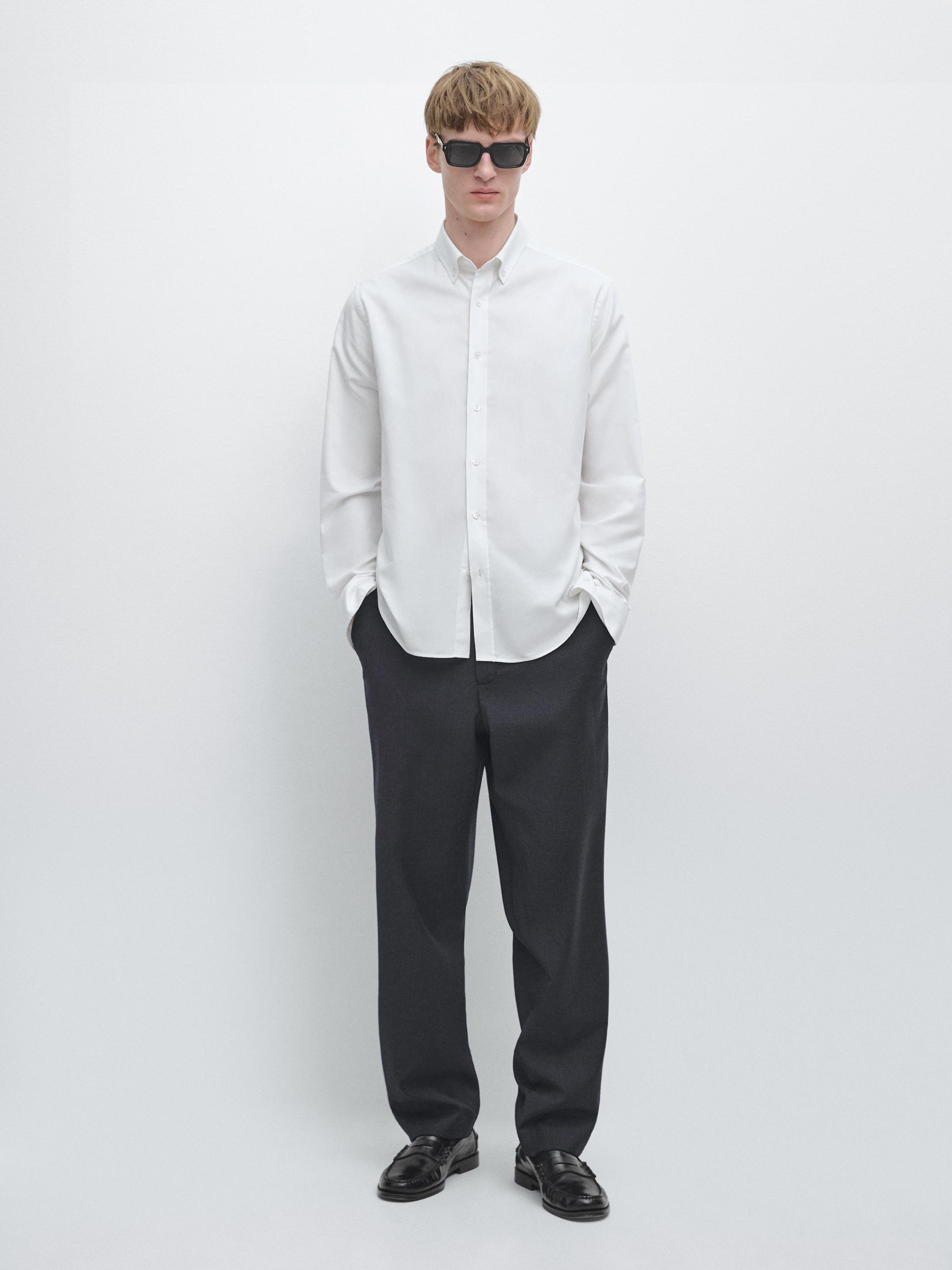 Wool houndstooth trousers — Navy blue