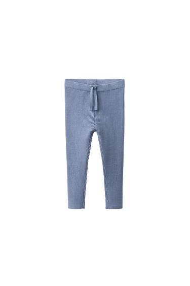 RIBBED KNIT LEGGINGS - Mid-blue by Zara