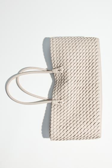 Zara ELONGATED WOVEN SHOPPER - Ecru