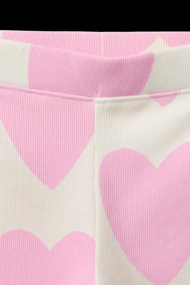 Zara PRINTED RIBBED LEGGINGS - Pink