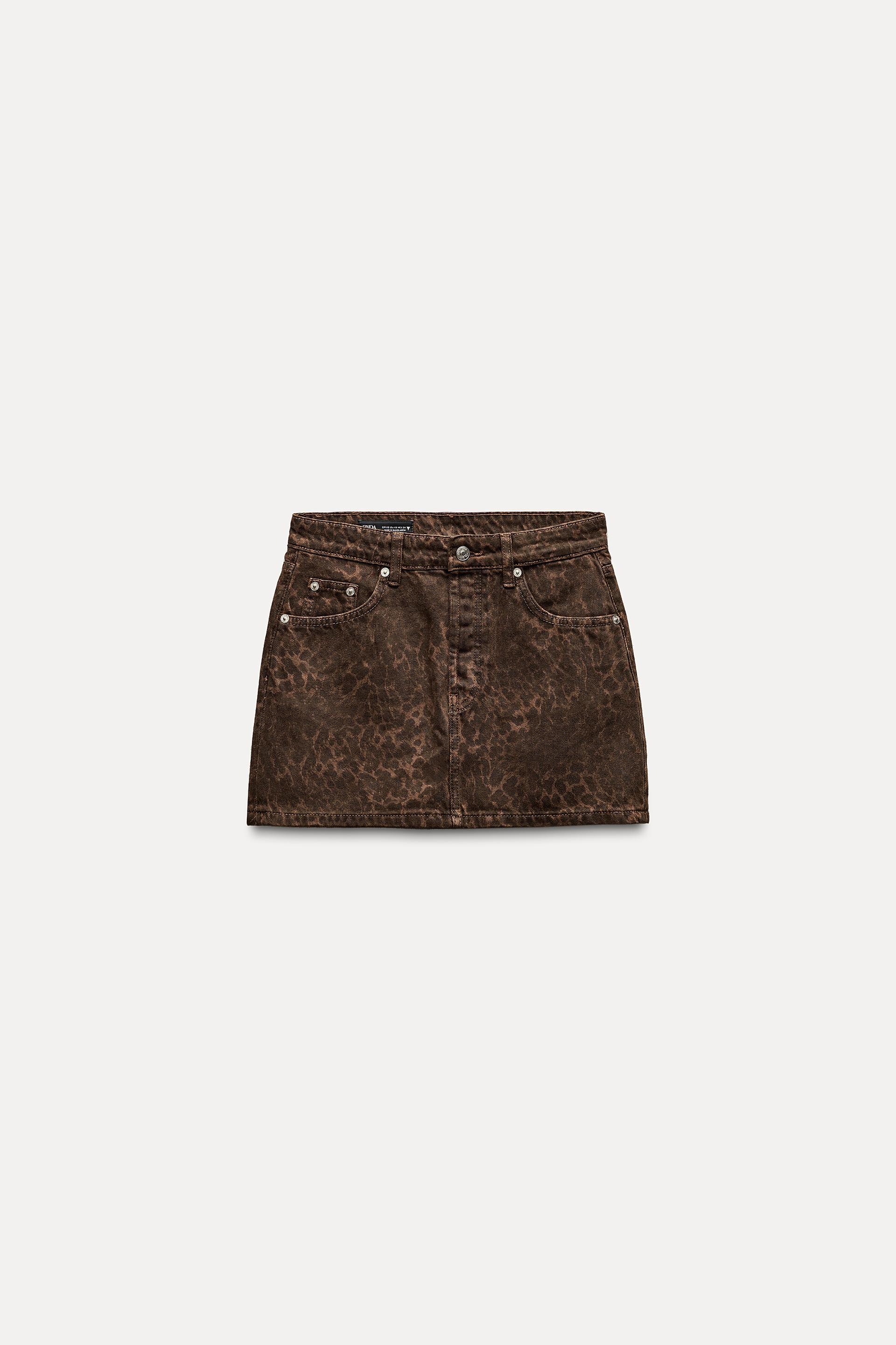 ANIMAL PRINT TRF DENIM MINI SKIRT Leopard ZARA United Kingdom