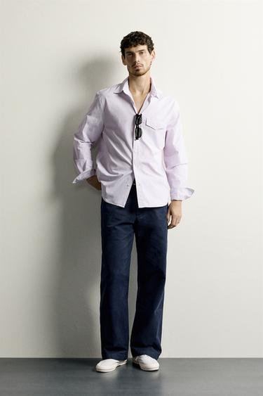 CAMISA REGULAR FIT RAYAS - Lila / Blanco de Zara