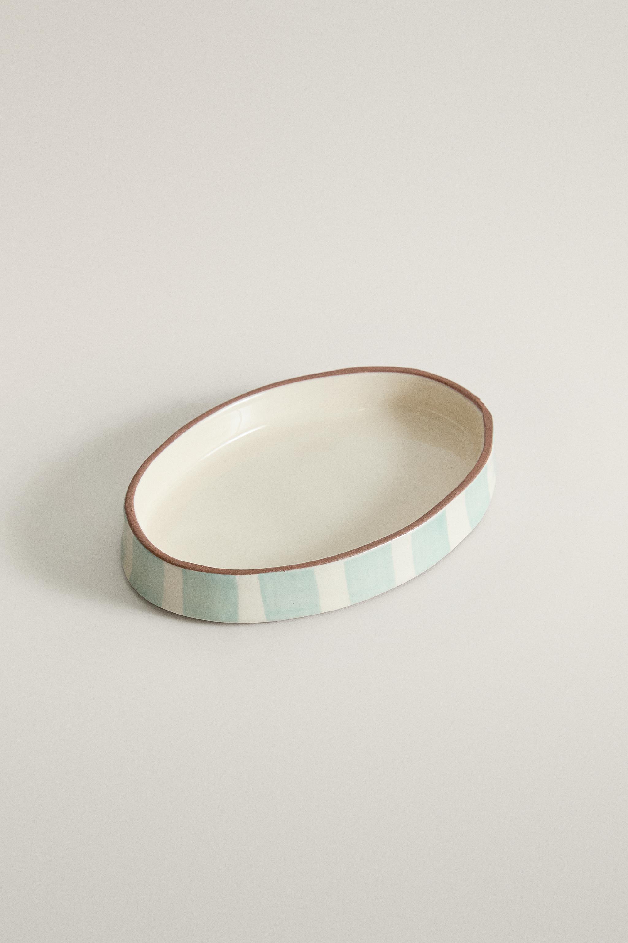 PORTE-SAVON SALLE DE BAIN CÉRAMIQUE RAYURES