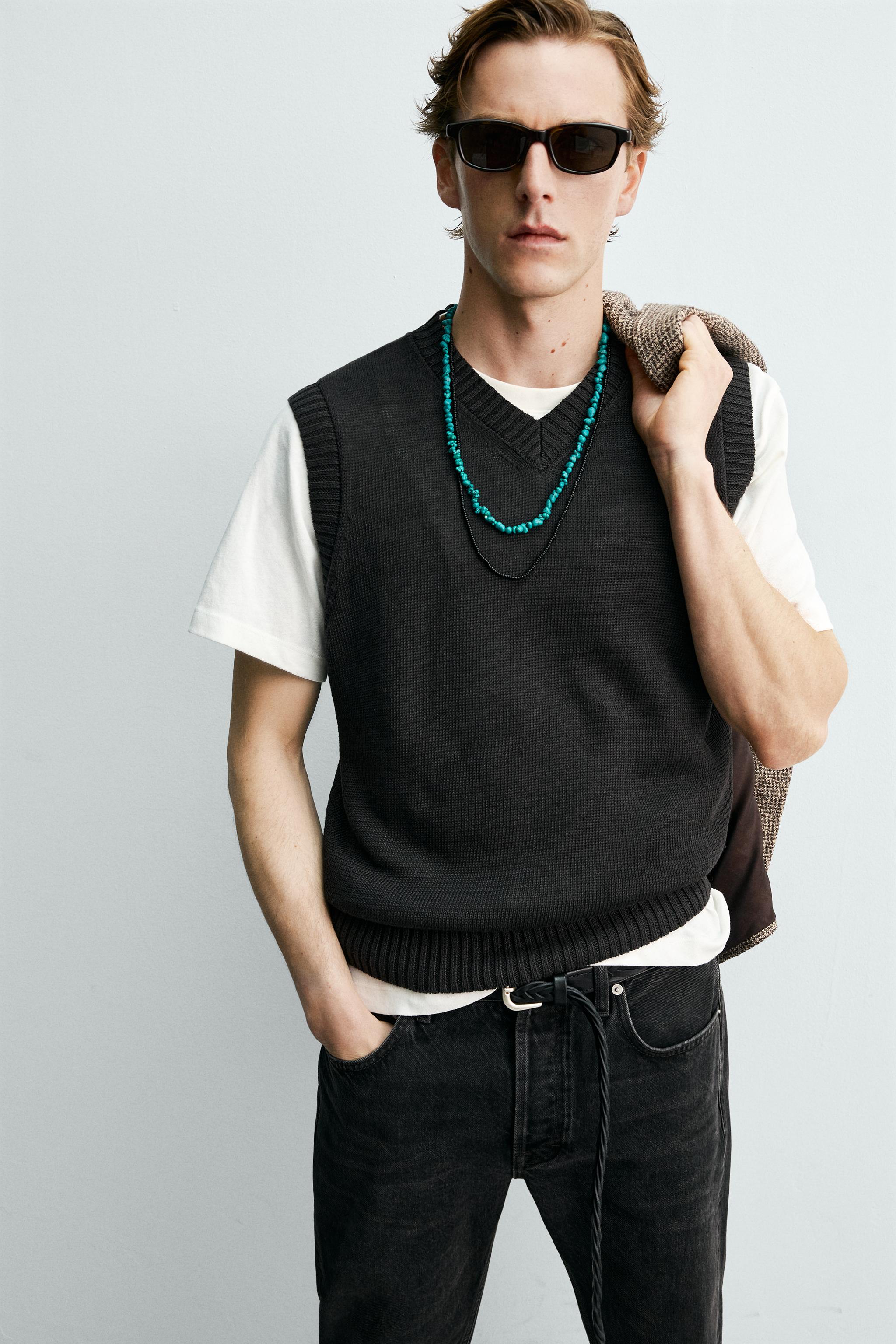 AMERI(アメリ) MOUTON LIKE KNIT VEST AARON LEVINE X ZARA 100% LINEN KNIT VEST - Chocolate | ZARA Canada