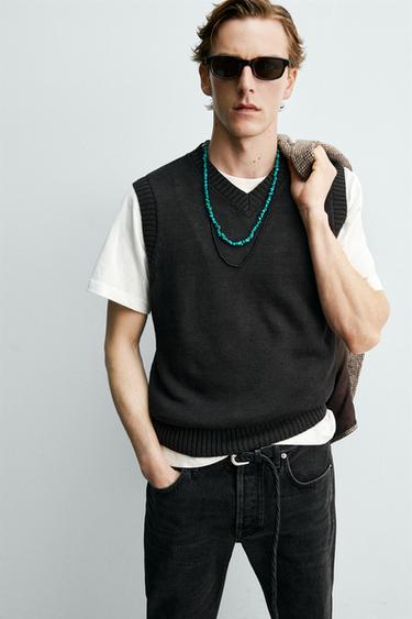 GILET EN MAILLE 100 % LIN AARON LEVINE X ZARA - Chocolat de Zara - Image 4