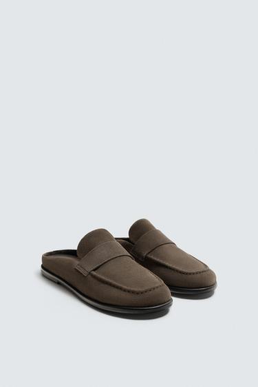 MOCASÍN DESTALONADO PIEL - Gris Topo de Zara