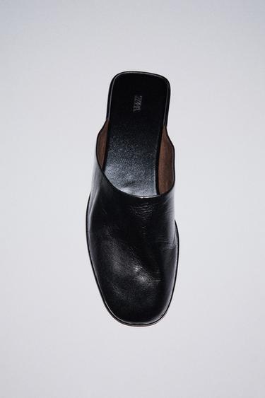 MULE PIEL - Negro de Zara