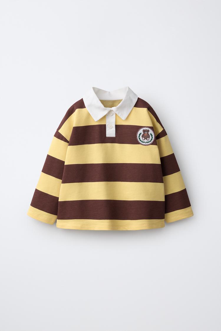 Sudadera polo rayas parche oso