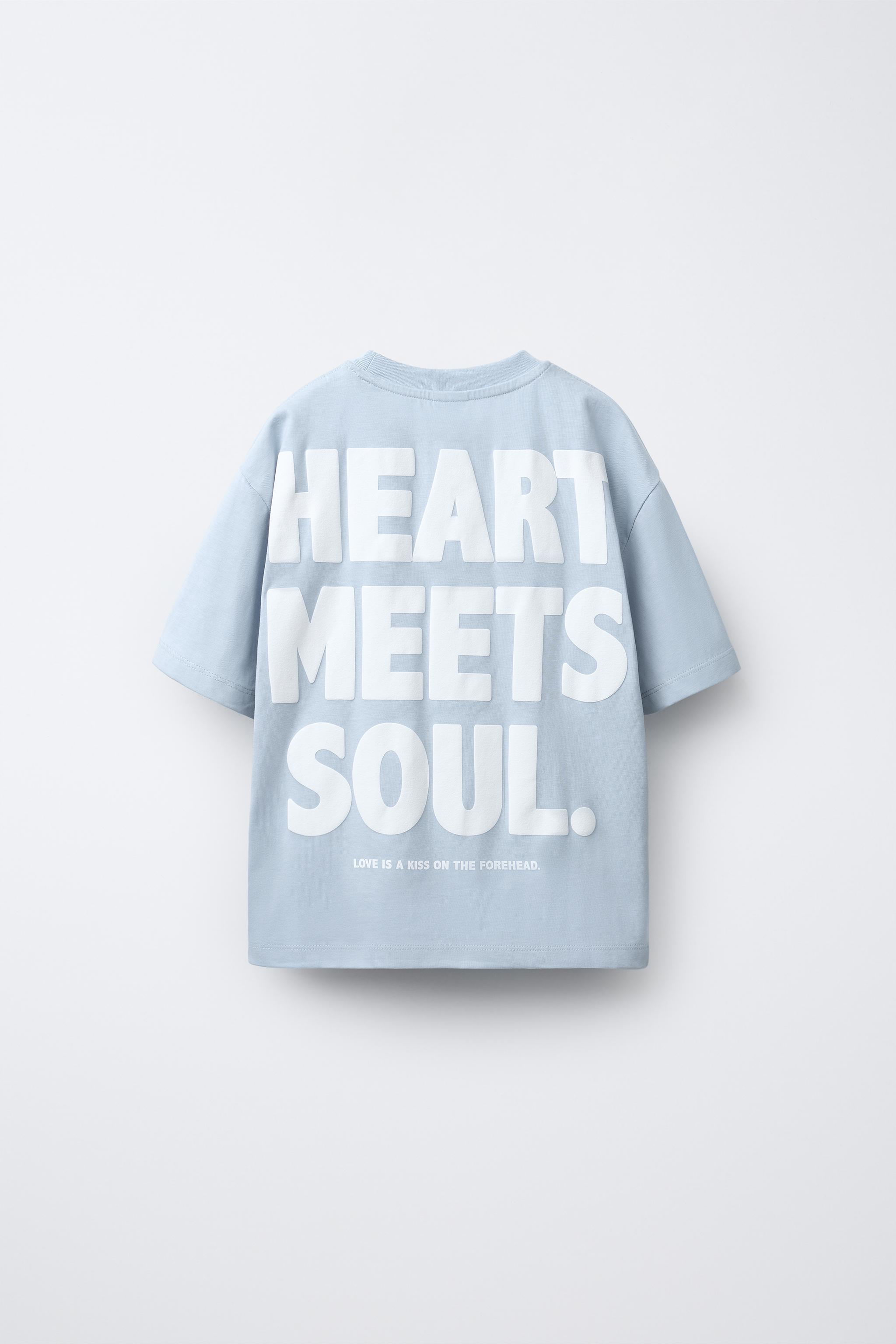 レリーフプリントTシャツ - ブルー | ZARA Japan / 日本