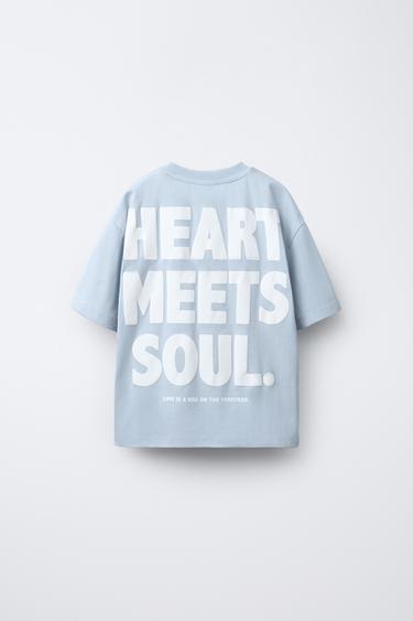 T-SHIRT WITH RAISED PRINT DESIGN - Blue by Zara - Image 1