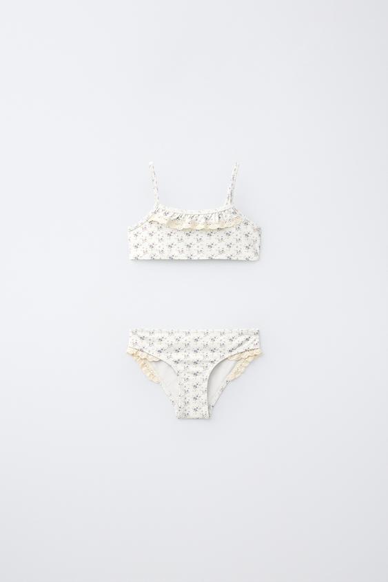 Zaras 6–14 år – Blommig bikini med spets - Beige - Bild 0