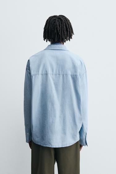 LIGHTWEIGHT DENIM SHIRT - Light blue by Zara - Image 2