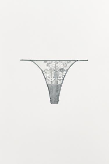 TANGA GUIPUR - Gris de Zara