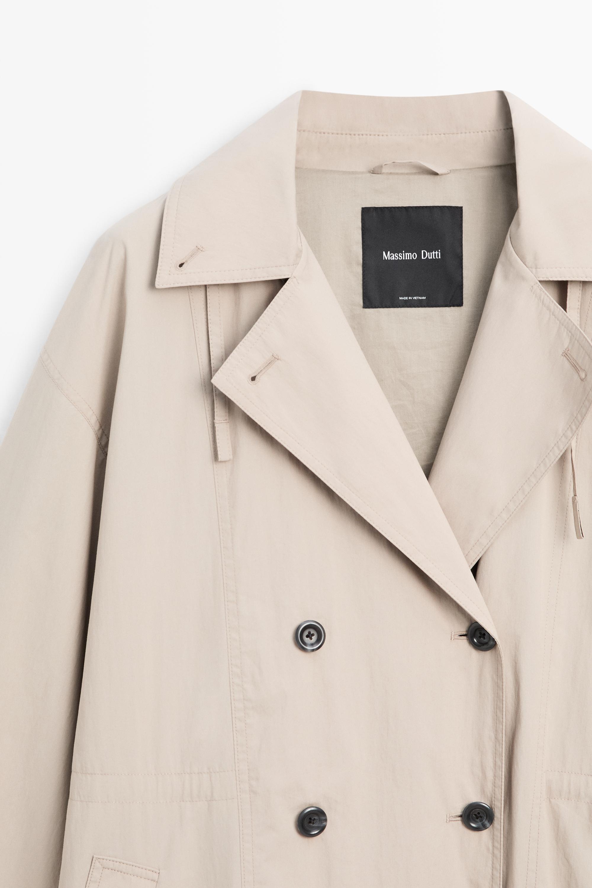 Cotton blend technical trench coat