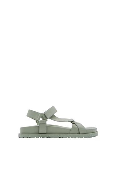 RUBBERIZED LOW HEEL SANDALS