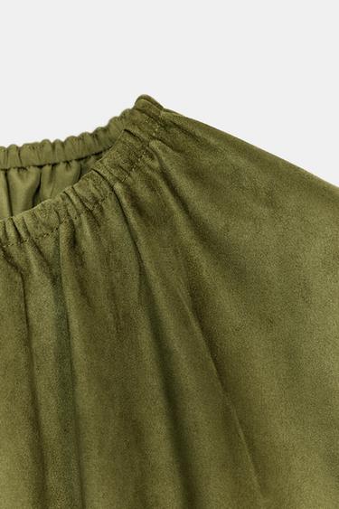 TOP BALLON EFFET DAIM - Kaki de Zara - Image 8