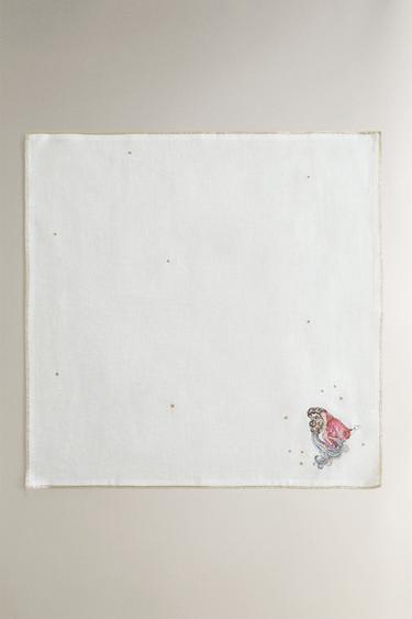AQUARIUS EMBROIDERED LINEN NAPKIN | MARISA BERENSON - Ecru by Zara - Image 1