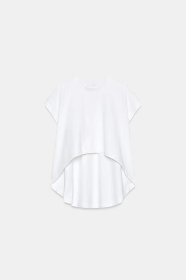 アシンメトリーショートスリーブTシャツホワイトZaraのアシンメトリーショートスリーブTシャツ - ホワイト 