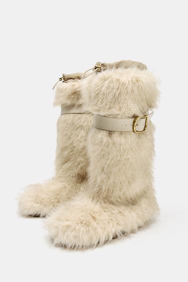 BOTTES EFFET FOURRURE AVEC BRIDE COLLECTION SKI - Blanc écru de Zara - Image 7
