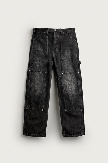 VINTAGE WASH CARPENTER TROUSERS — Charcoal 1