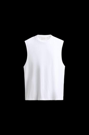 Zara LIGHTWEIGHT TANK T-SHIRT - White