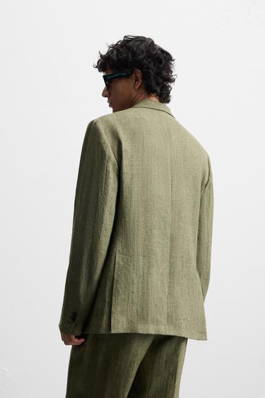 BLAZER COSTUME 100 % LIN - Kaki foncé de Zara - Image 2
