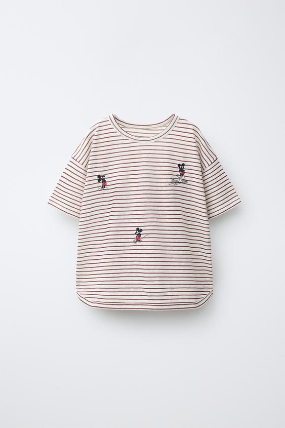 MICKEY MOUSE © DISNEY EMBROIDERED STRIPED T-SHIRT - Ecru de Zara - Imagen 0