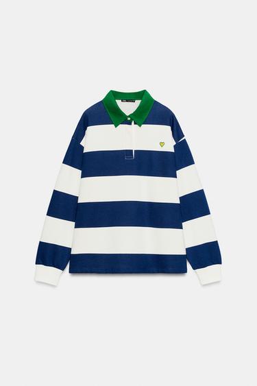 MOLETOM LISTRADO BORDADO CORAÇÃO - Azul / Branco da Zara - Imagem 0