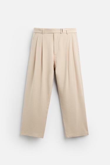 PLEATED TROUSERS WITH BELT - camel by Zara