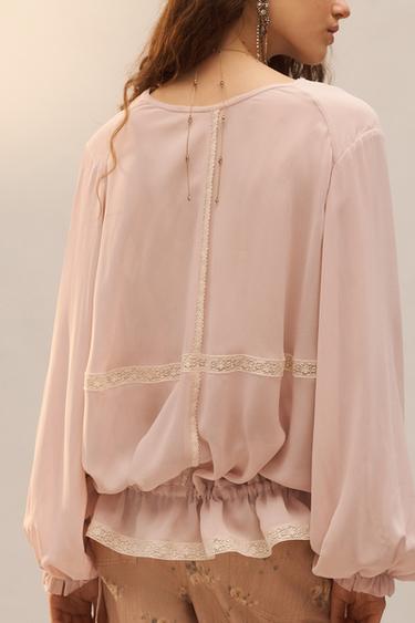 CHEMISE VOLANTS DENTELLE LIMITED EDITION - Rose poudré de Zara - Image 3