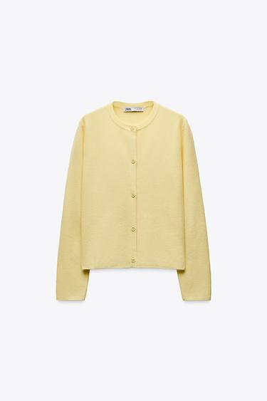 PLAIN KNIT CARDIGAN - Yellow by Zara - Image 1