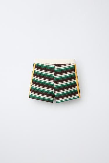 STRIPED KNIT BERMUDA SHORTS - Brown by Zara - Image 1