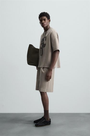 Zara TECHNICAL PLEATED SHORTS - Stone