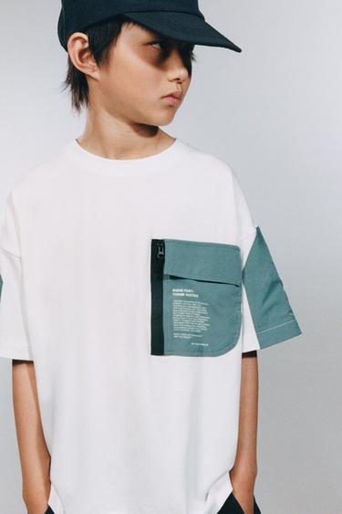 SPORTLICHES T-SHIRT MIT TASCHE - Weiß von Zara - Bild 0