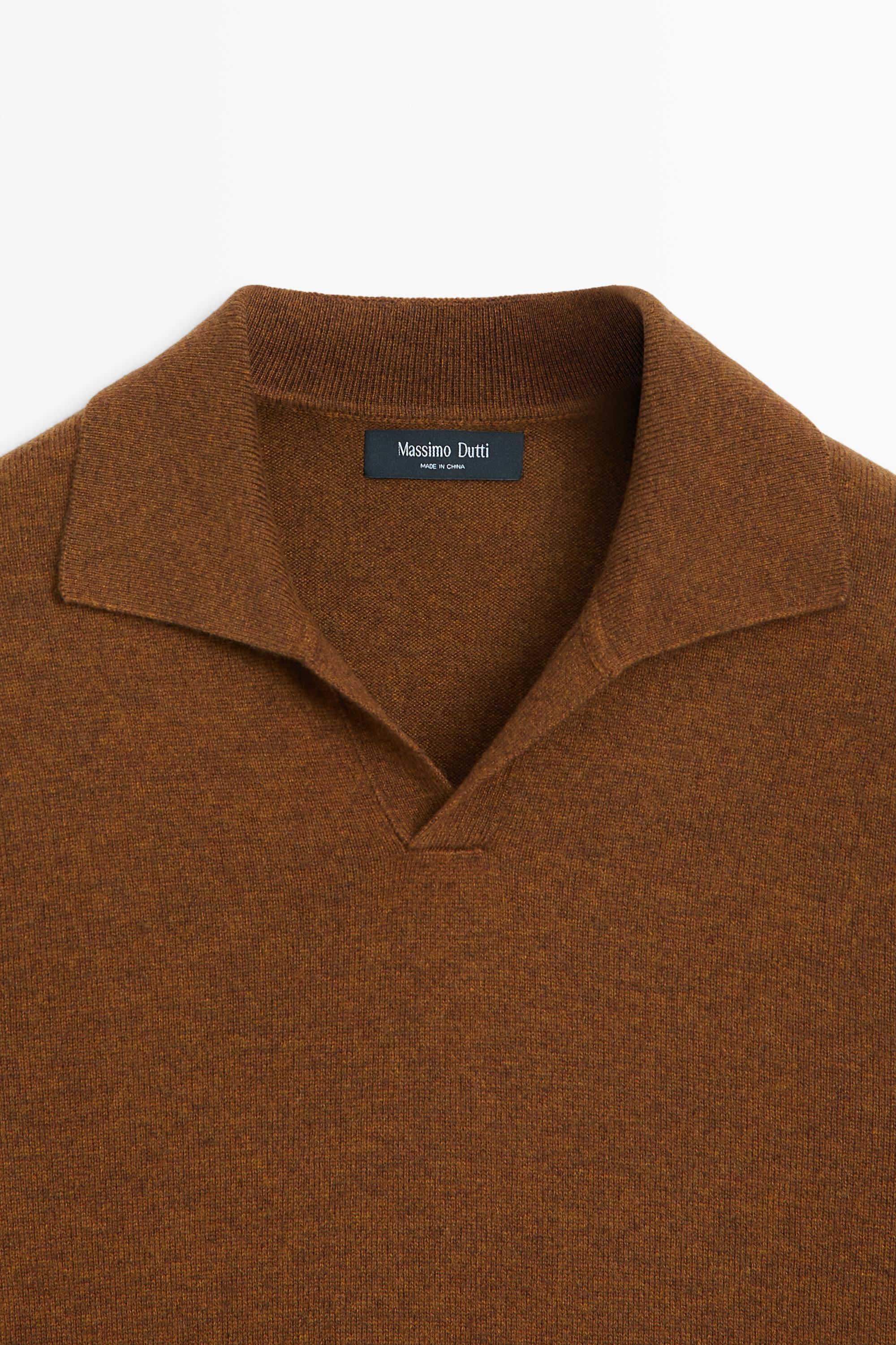 Pull polo en maille de laine mélangée